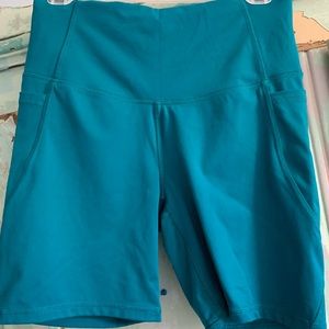 Turquoise long workout shorts